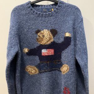 Ralph Lauren Brand New Blue Sit Down Bear RL92 Sweater